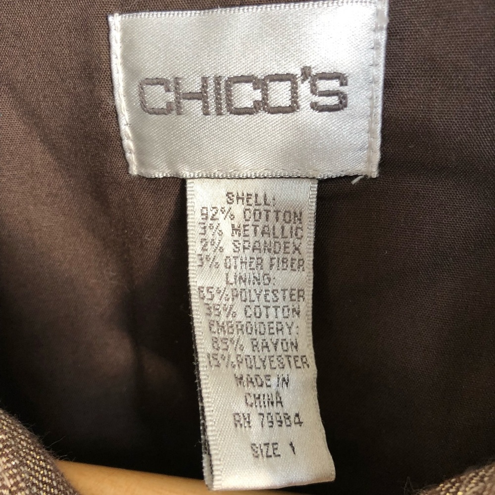 Chico's Sparkle Jacket Brown Embroidered Stitched - Picture 5 of 8